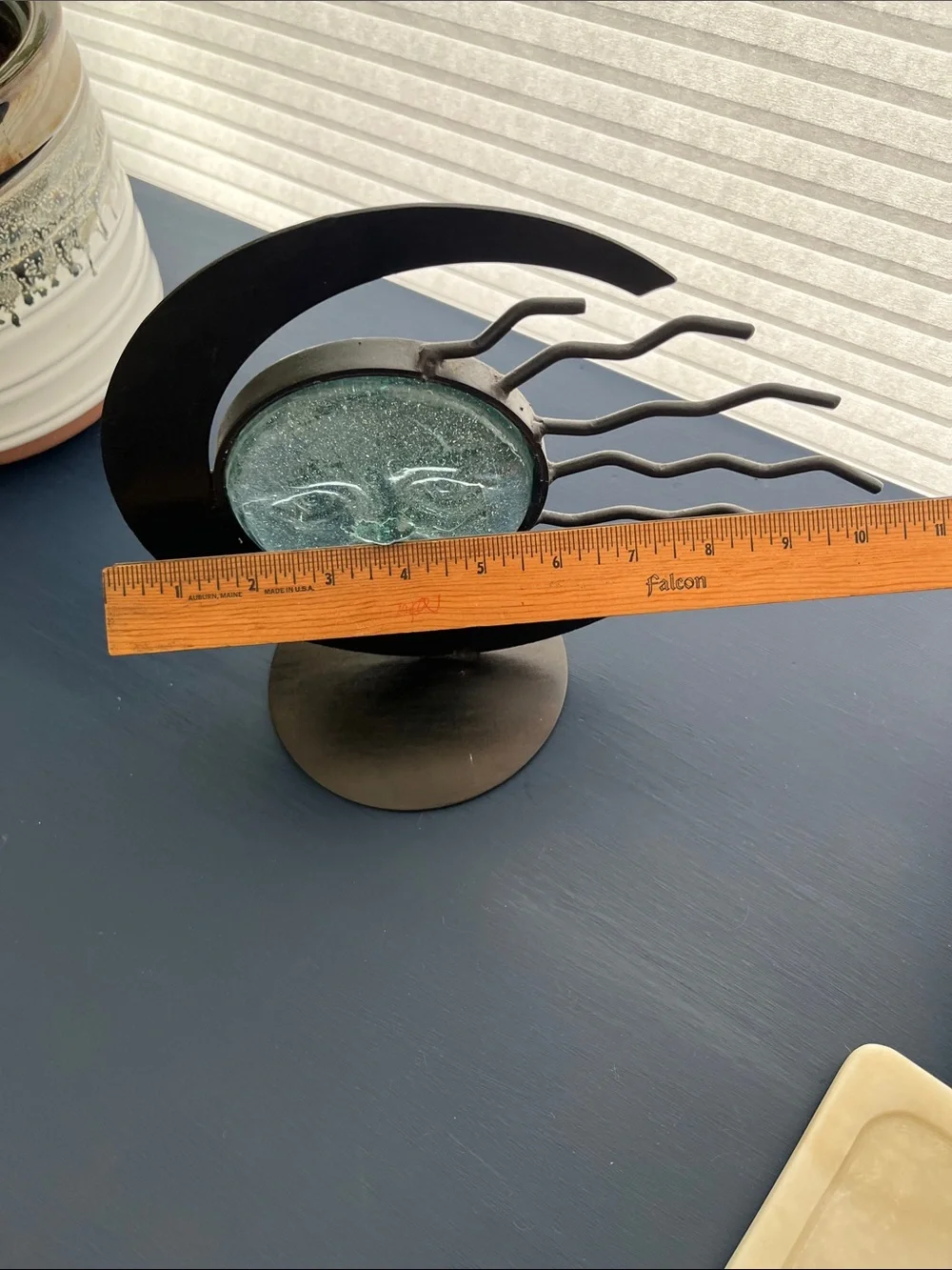 90’s glass and iron votive holder